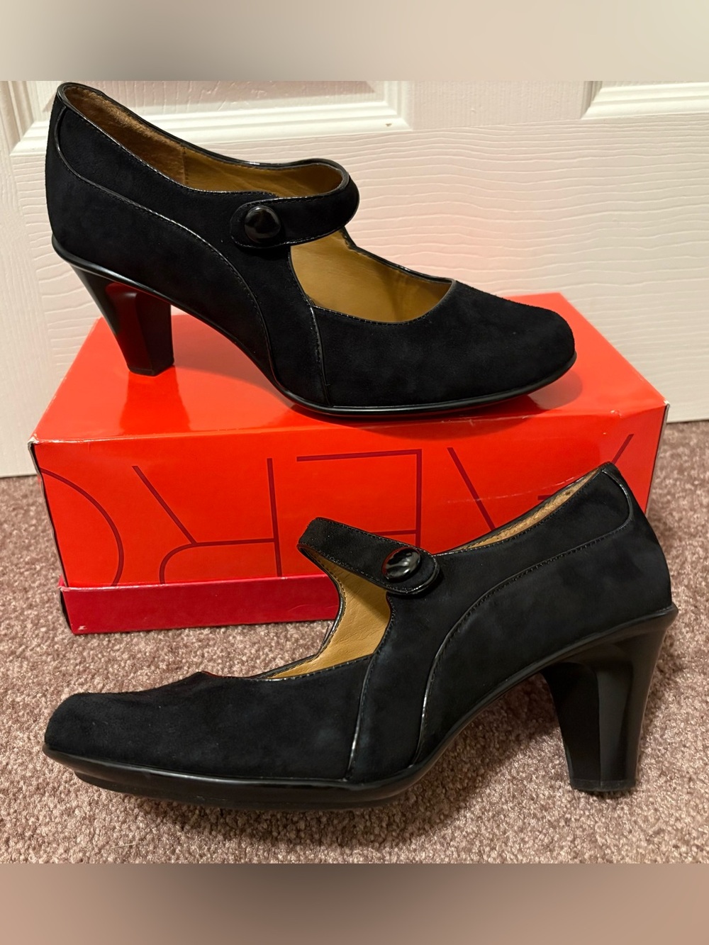 Sofft Black Suede Mary Jane Heels